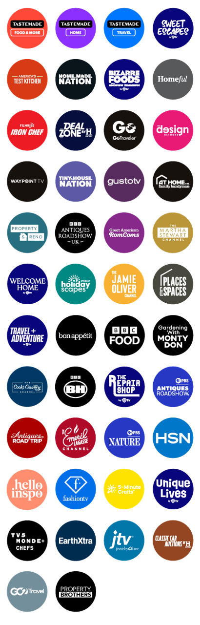 Sling Freestream Food, Home and Travel Channels.