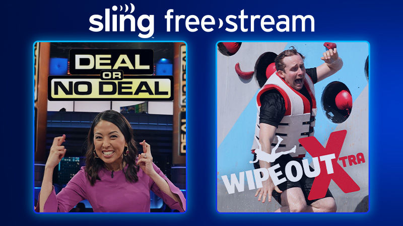 A collage of images from game shows on Sling Freestream