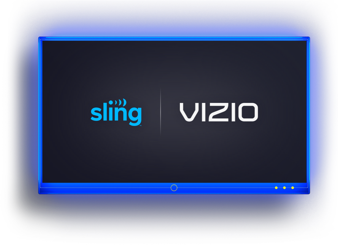 Image of a TV screen with Sling logo and Vizio logo