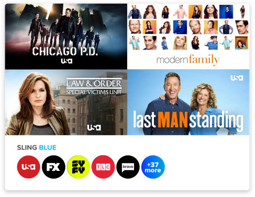 4 key arts and some channel logos for Sling Blue