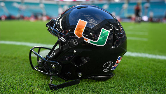 Miami Hurricanes black football helmet.