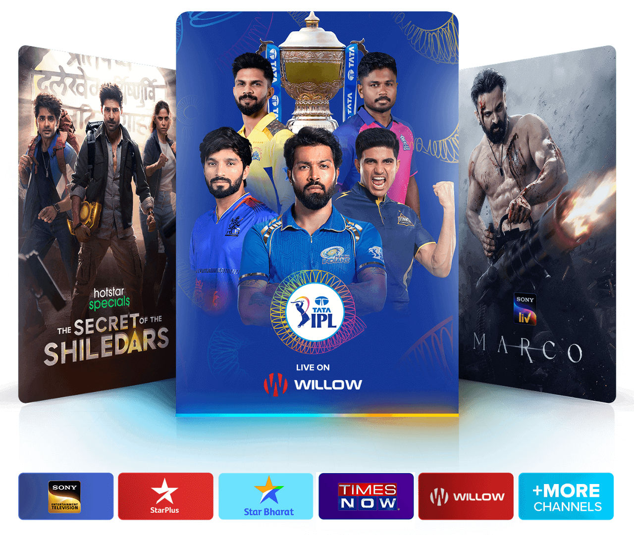 Hindi programming like The Secrets of the Shiledars, IPL Live on WIllow, Marco