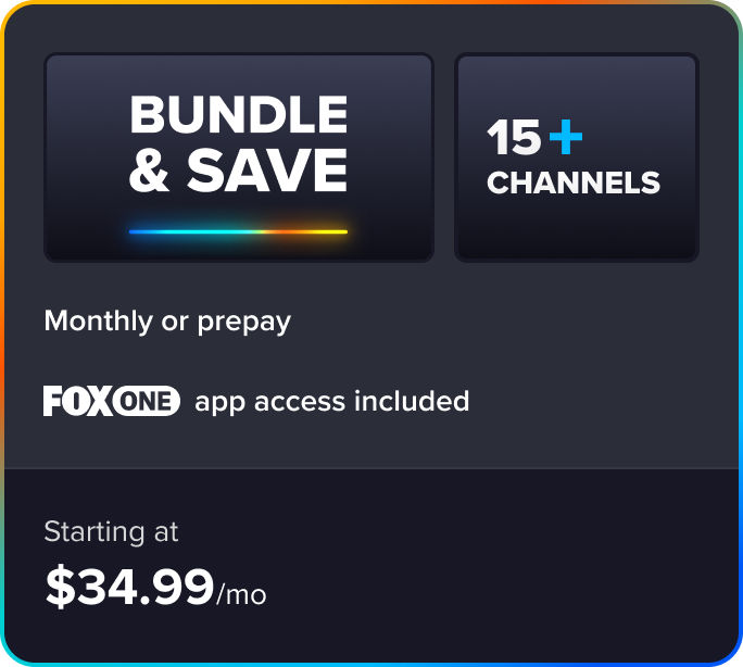 Bundle and save on 15+ channels, monthly or prepay, $34.99/mo with Sling Essentials + Select.