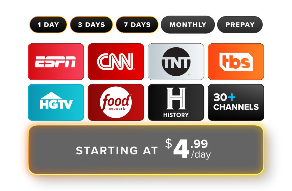 Plans Starting at $4.99! Channels on Sling Orange include ESPN, CNN, TNT, TBS, HGTV, Food Network, History Channel, and more.