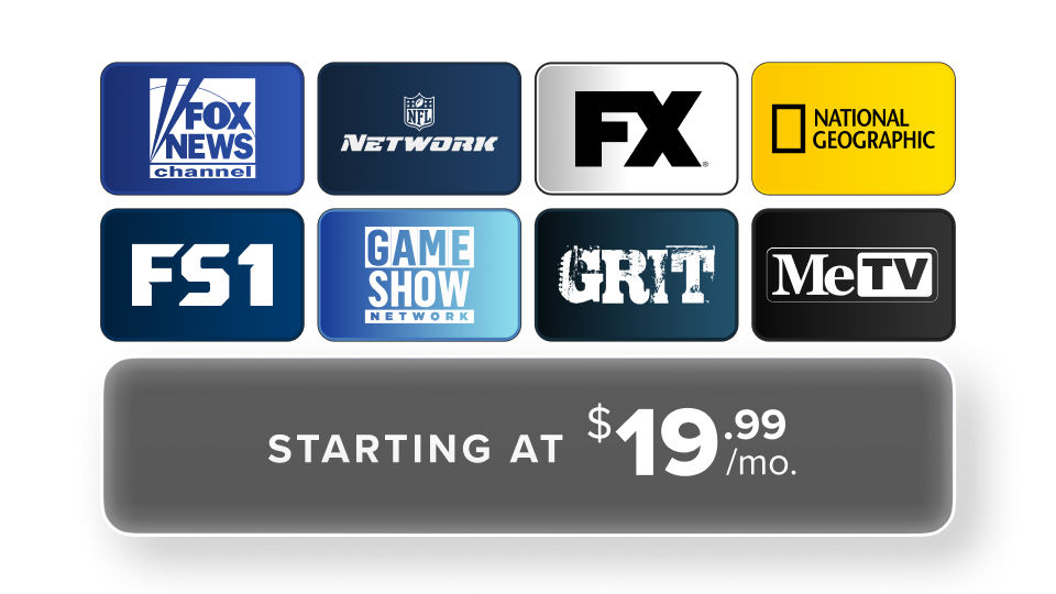 Select Starting at $19.99/month are Fox News, NFL Network, National Geographic and more