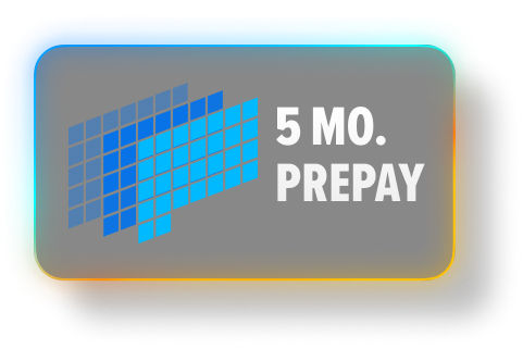 Visual representation of a calendar and copy that reads "5 Mo. Prepay"