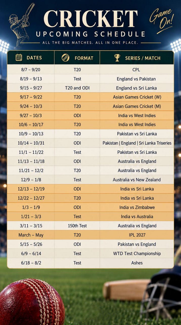 2026 Cricket Schedule