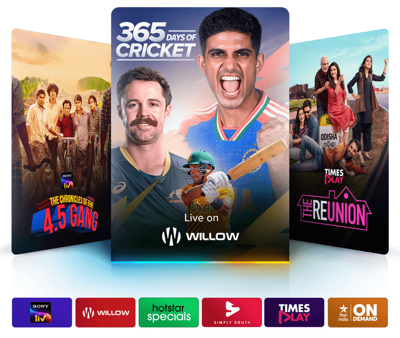 Desi Binge Plus Programming like The Chronicles of the 4.5 Gang, 365 Days of Cricket, and The Reunion.