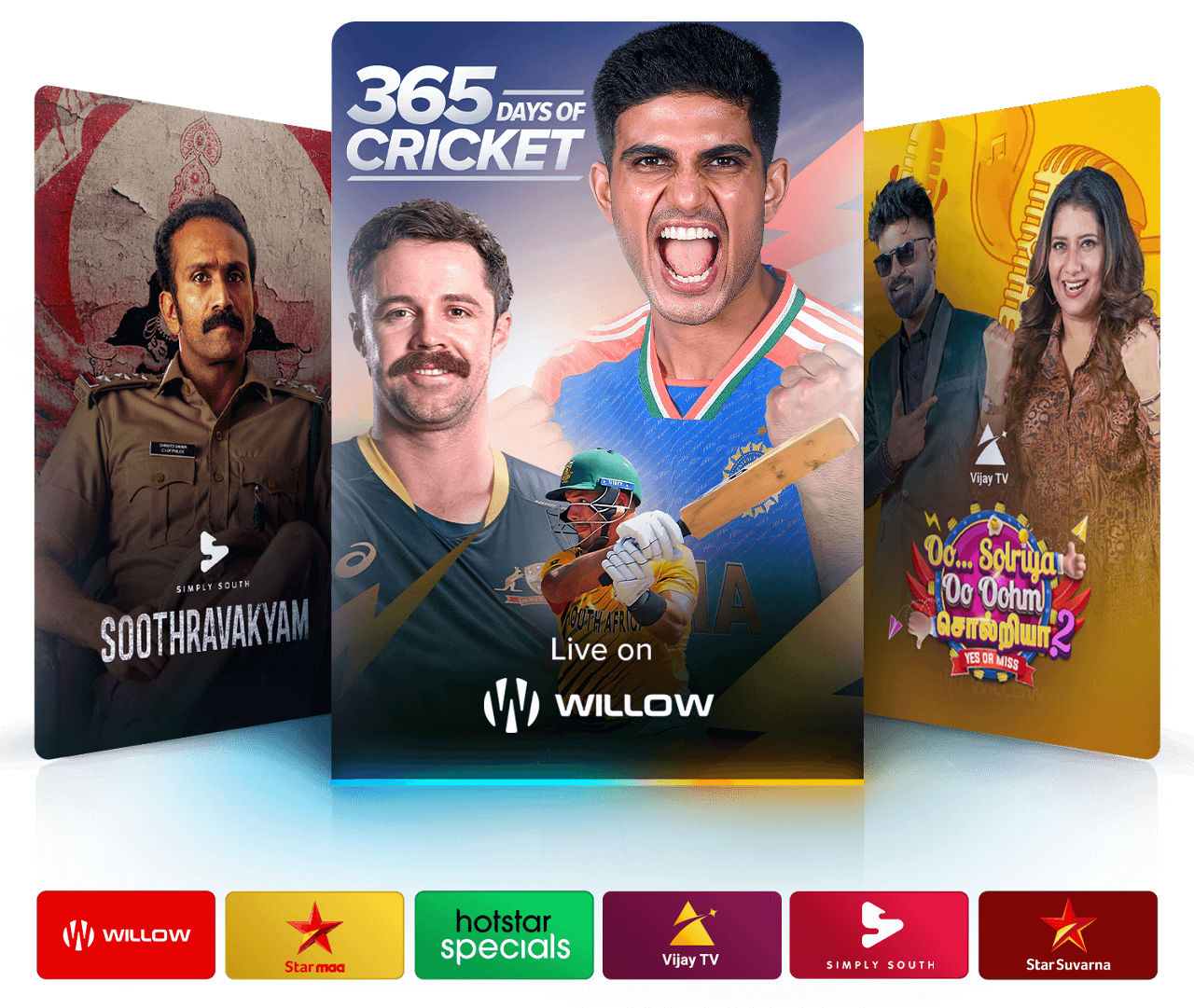 Dakshin Mega programs include Soothravakyam and 365 Days of Cricket.