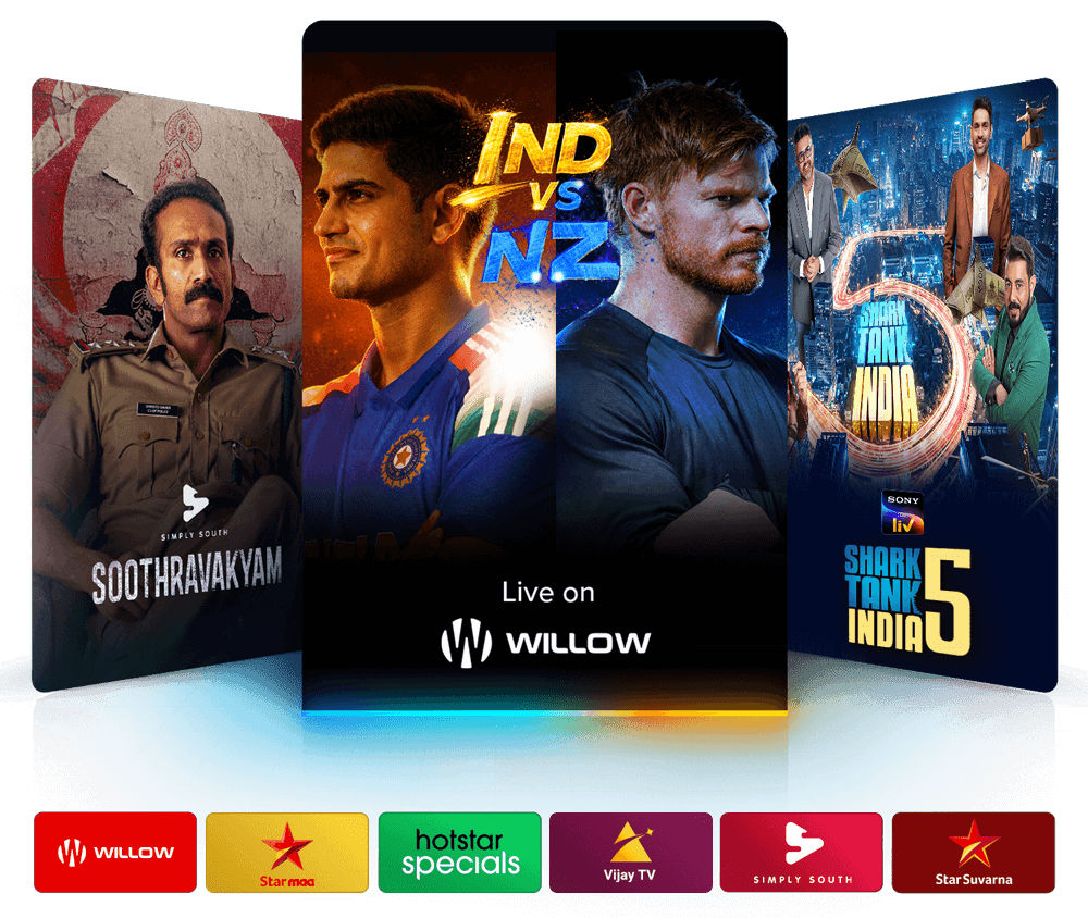 Dakshin Mega programs include Soothravakyam, IND vs NZ, and Shark Tank India 5.