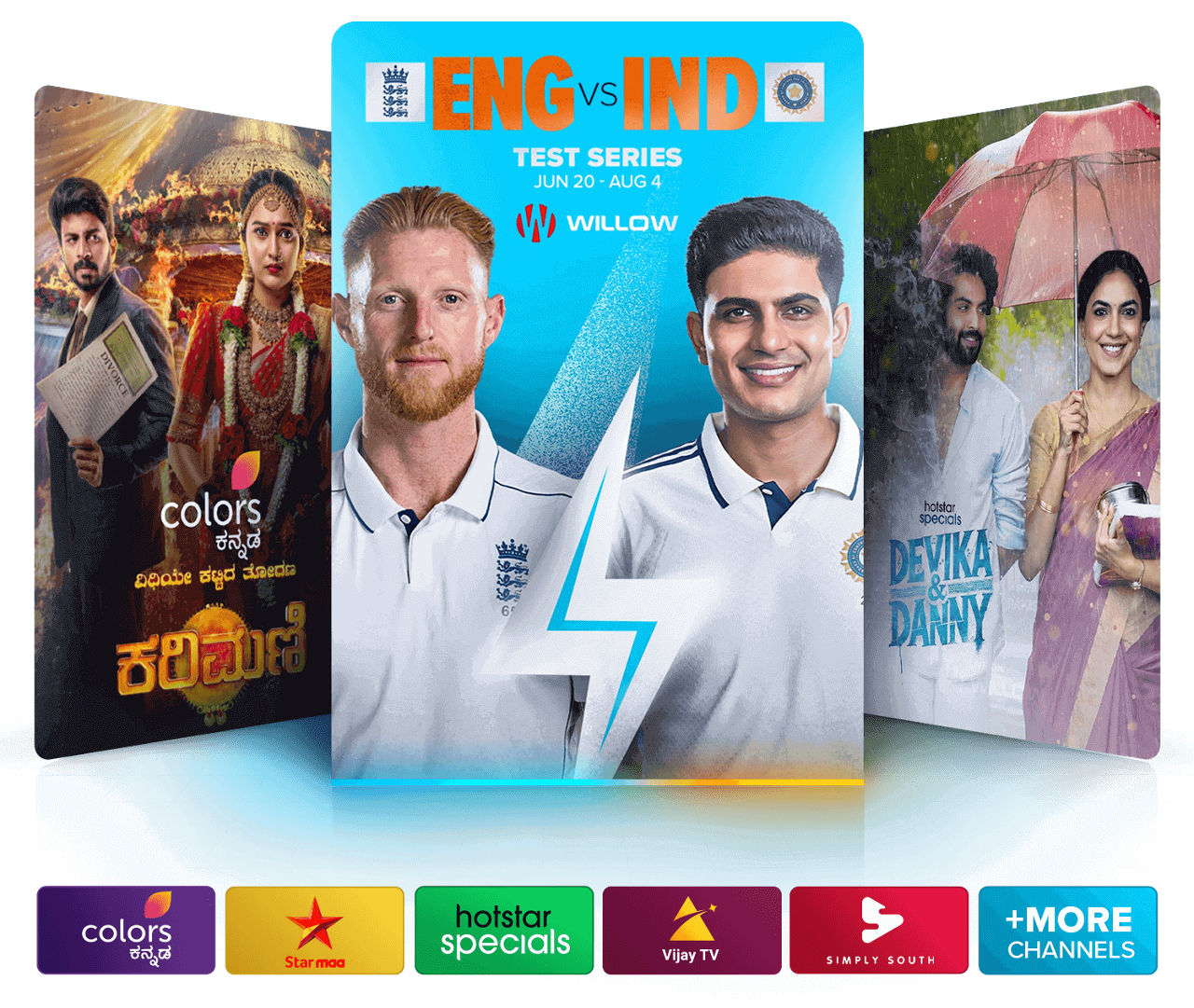 Dakshin Mega programs include ENG vs IND, Devika & Danny, and more.