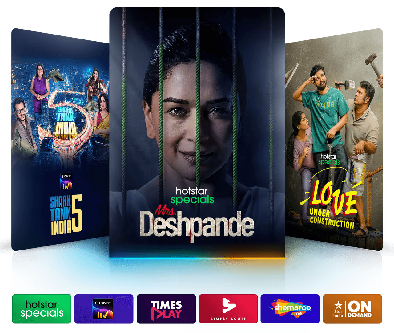 Watch Desi Binge programming like Shark Tank India 5, Mrs. Deshpande, and Love Under Construction.