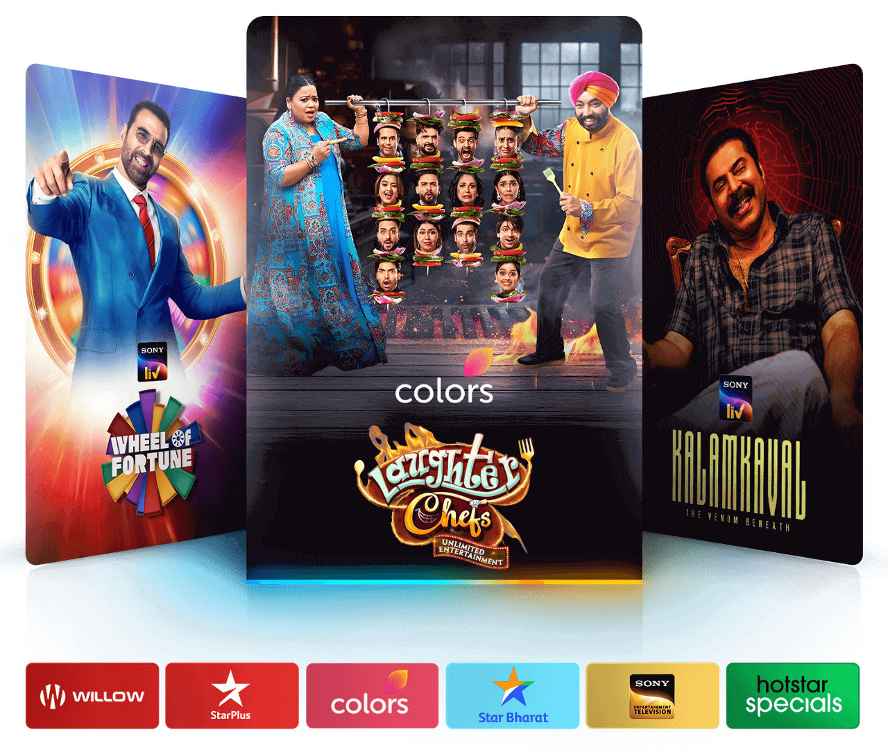 Hindi programming like Wheel of Fortune, Laughter Chefs, Kalamkaval, and more.