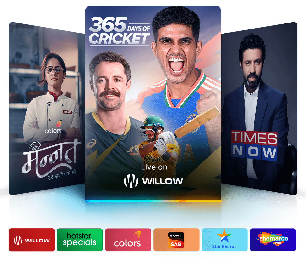 Hindi Mega shows like 365 Days of Cricket, Times Now, and more.