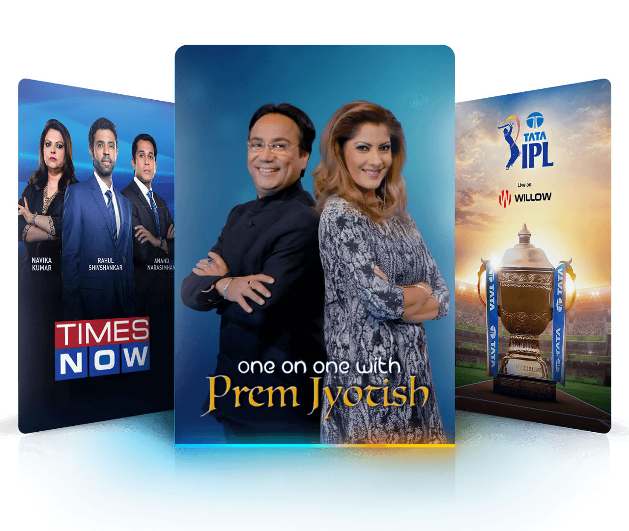 Hindi Mega shows like Times Now, One on One with Prem Jyotish, and Indian Premier League cricket.