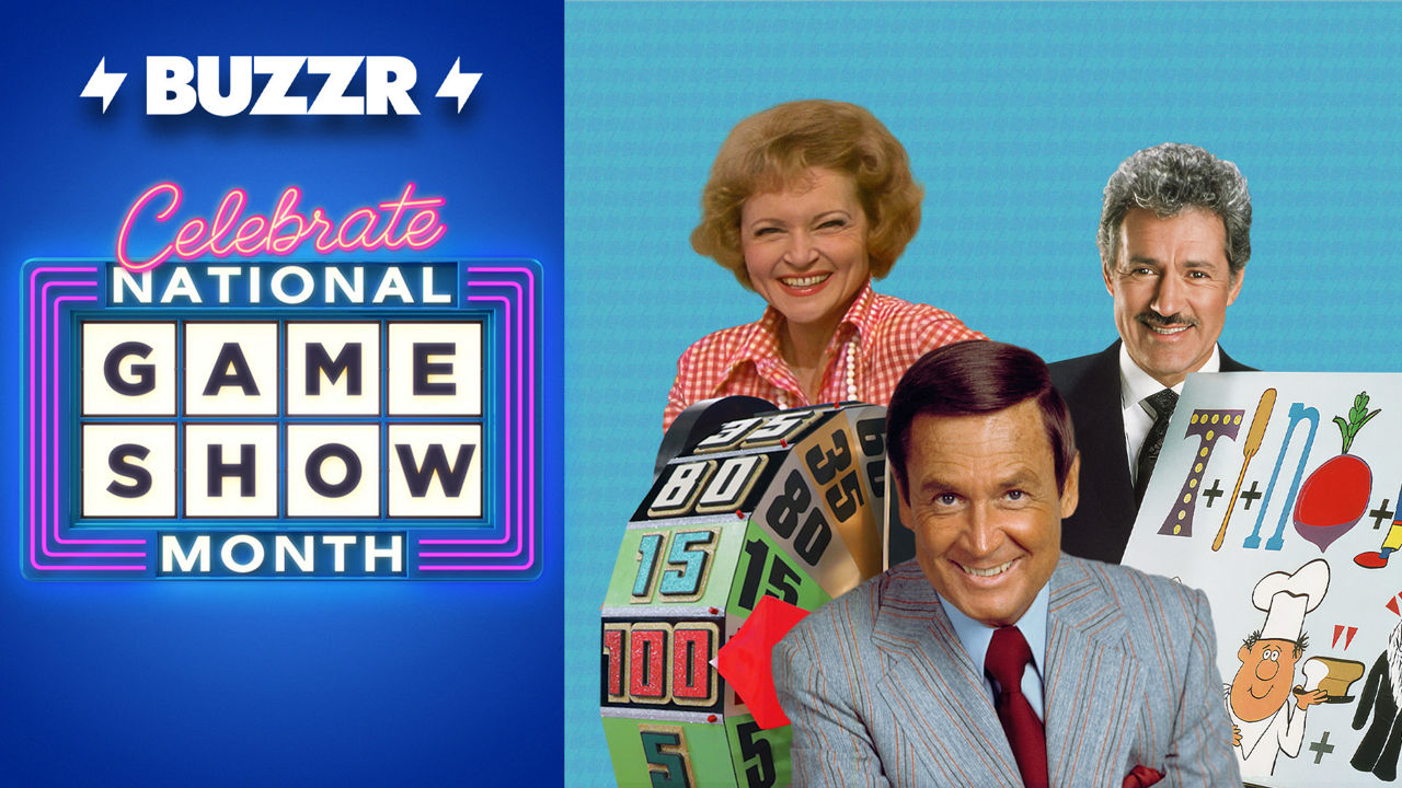 Iconic show hosts and guests like Betty White and Alex Trebeck on National Game Show Month on BUZZR 