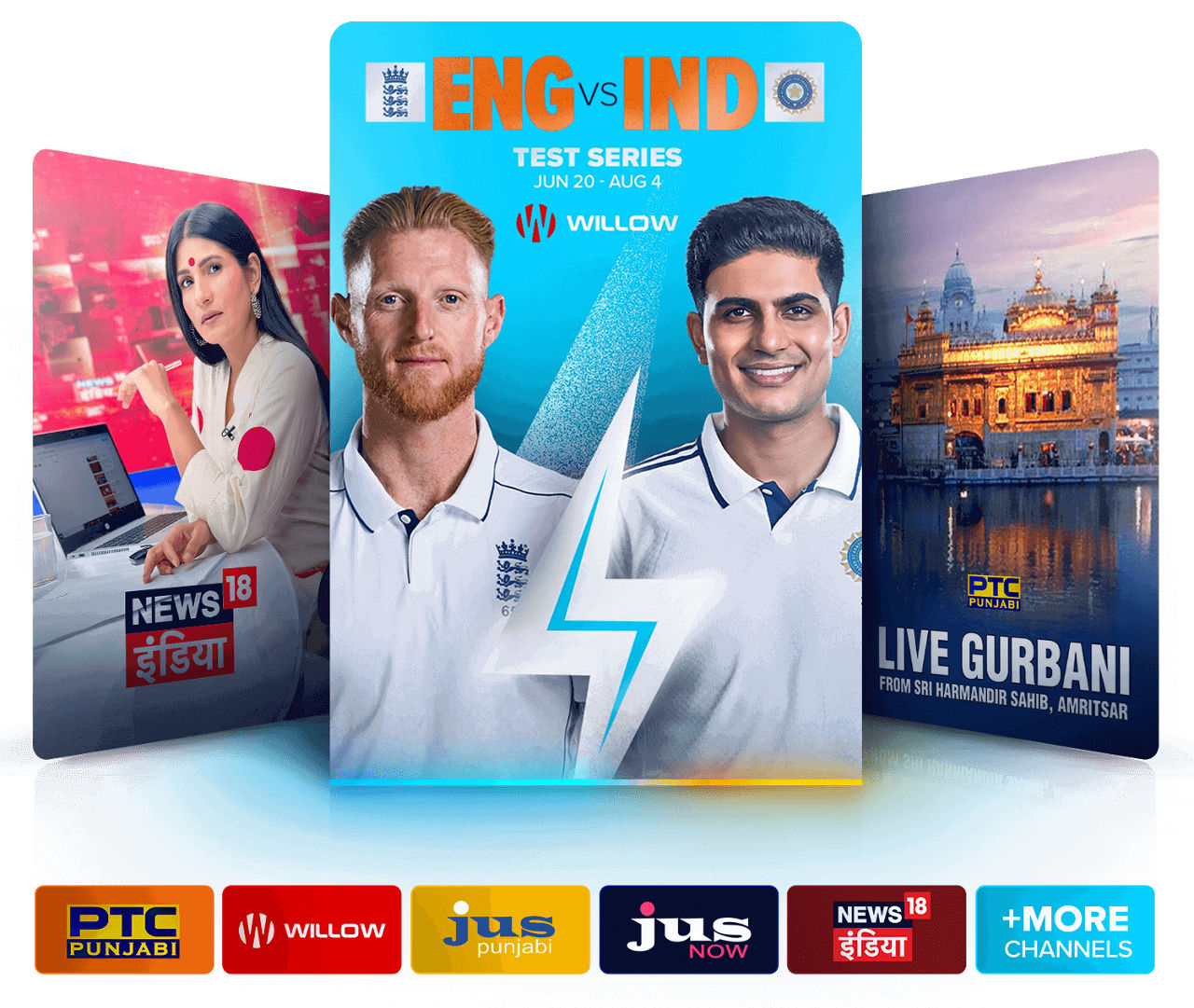 Watch news and sports on Sling, like England vs India and Live Gurbani, with Punjabi Super.