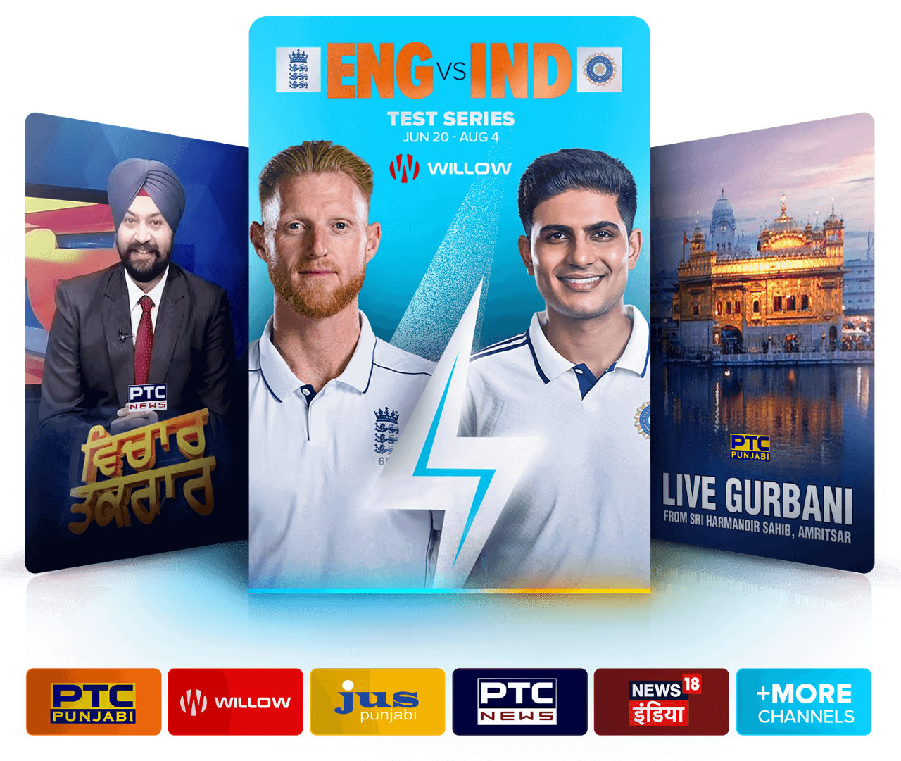 Watch Punjabi Super channels on Sling like PTC Punjabi, ENG vs IND, Live Gurbani, and more.