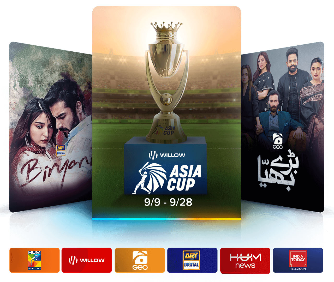Watch popular Urdu programming like Biryani, Asia Cup 2025, and more.
