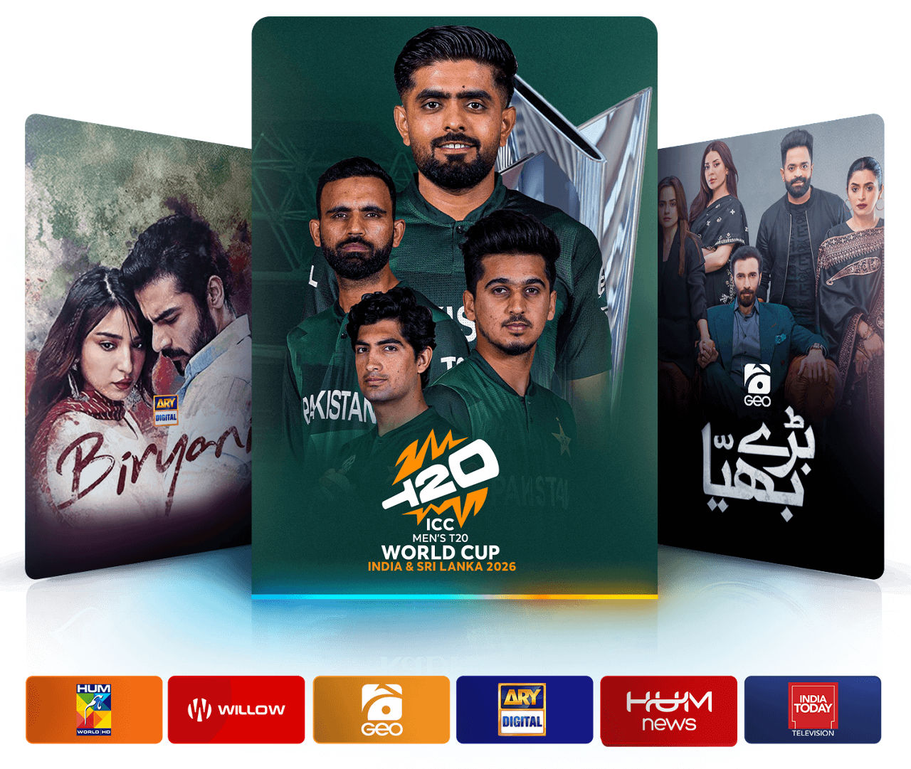 Watch popular Urdu programming like Biryani and ICC Men's T20 World Cup.