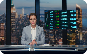 Reporter at a news desk.