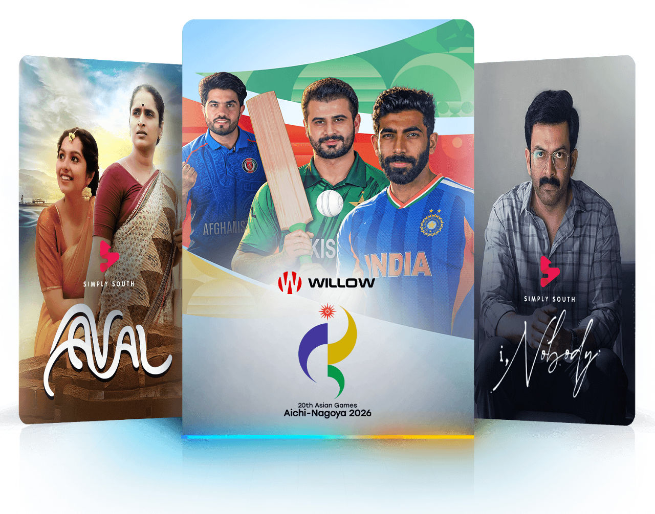 Featured entertainment: Aval, Willow 20th Asian Games 2026, and i, Nobody.