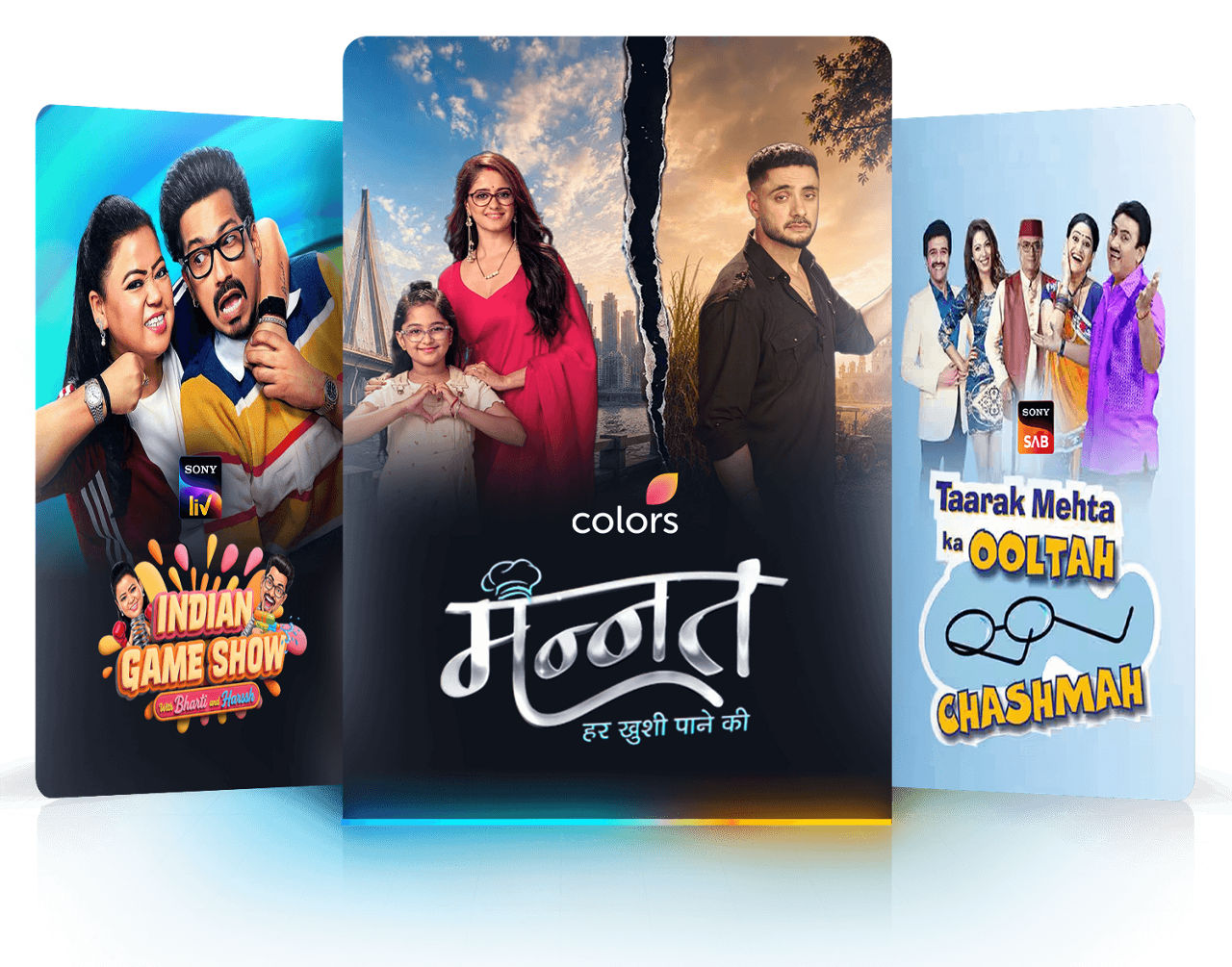 The Indian Game Show on Sony LIV, Mannat on Colors TV, and Taarak Mehta Ka Ooltah Chashmah on SAB.
