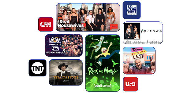 News and Entertainment shows available on Sling: CNN, TNT, AEW, Rick and Morty