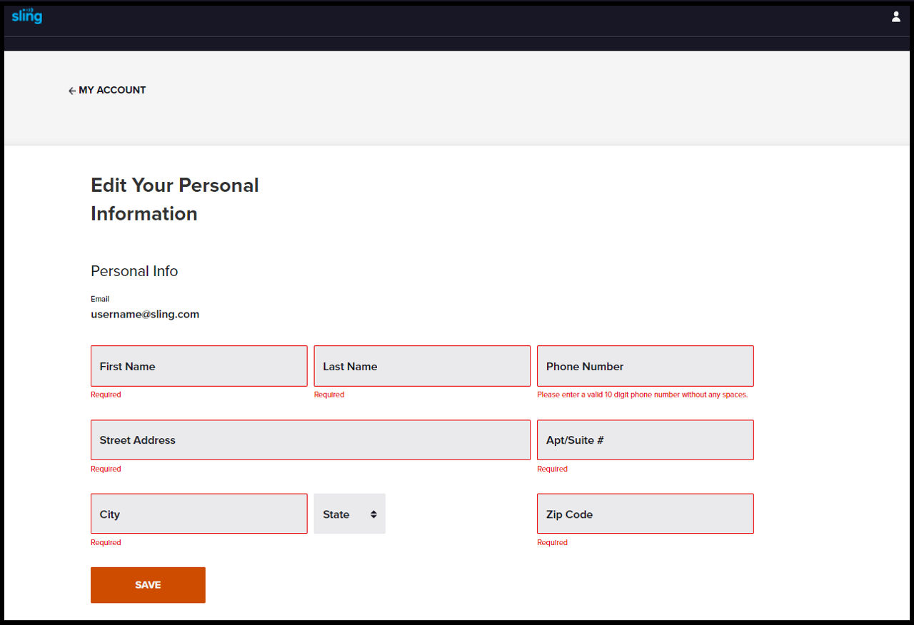 my account dashboard - edit your personal info page